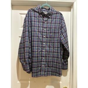 Oak Hill Men's Plaid Long Sleeve Button Down Shirt Wrinkle Free Cool Dry 2XL EUC